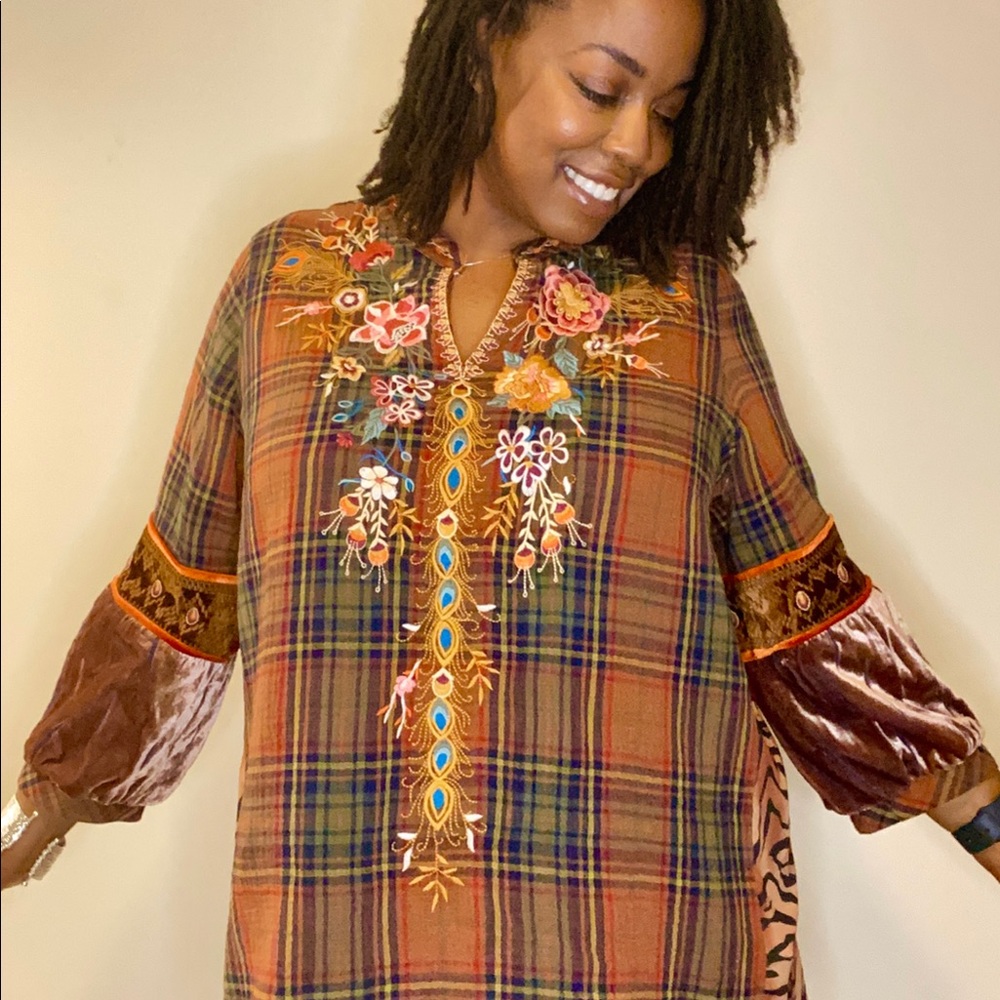 Floral and Feather John Mark top